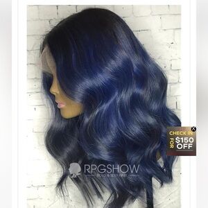 RPG Show Blue Wavy Lace Front Wig- New, Never Worn 16 inches